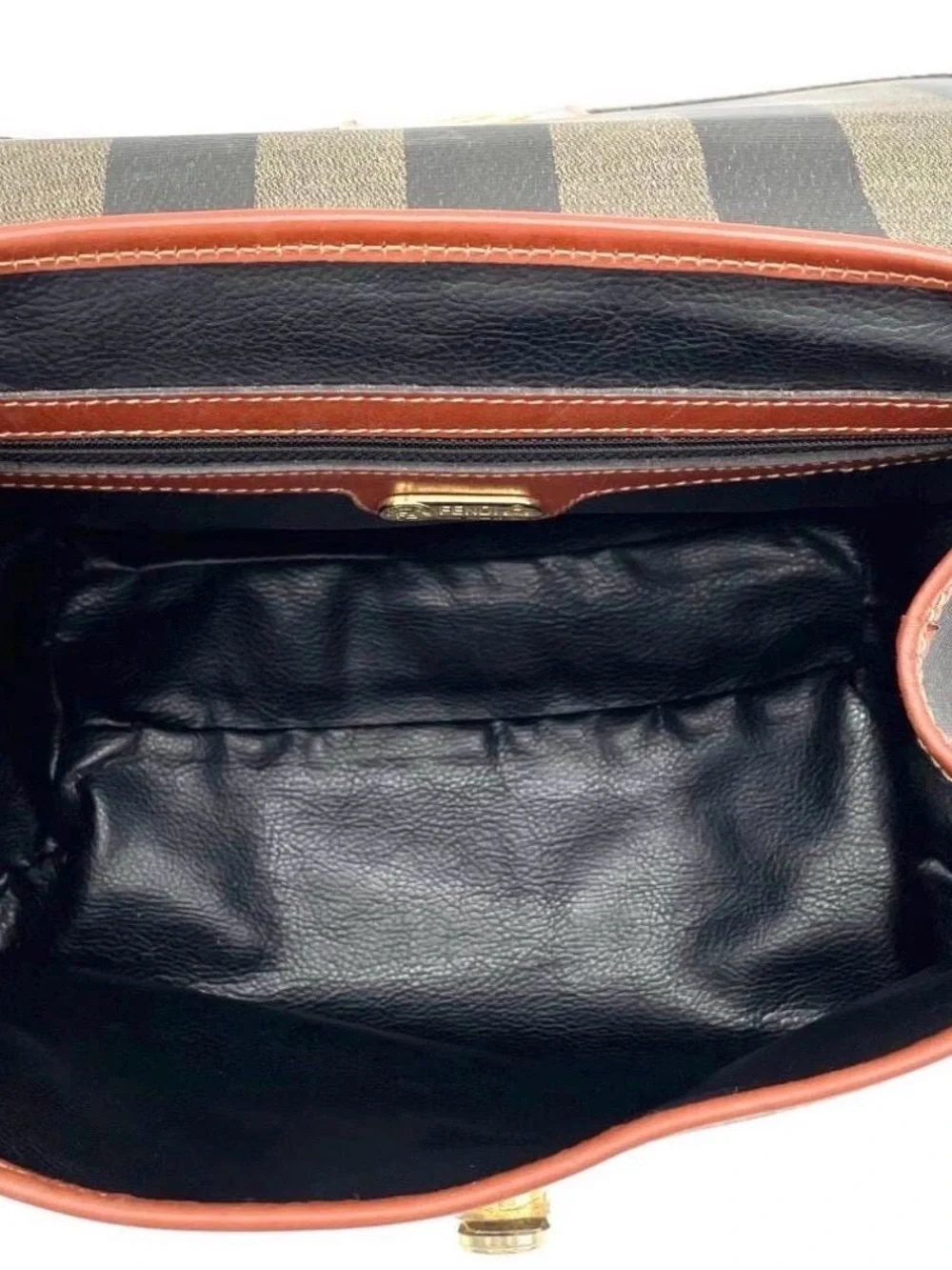 Authentic Fendi Striped Top-Handle Satchel Bag Excellent Condition